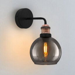 Long Life Lamps Company Industrial Glass Globe Smoked Grey Wall Light M0231 - thumbnail 5