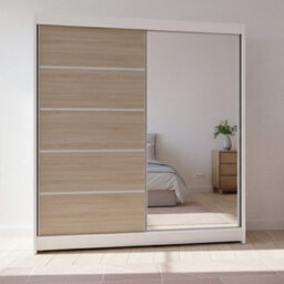 Talin 3 Sliding Wardrobe One Door Mirrored Body White Front Sonoma With Rgb Led Lights - thumbnail 2