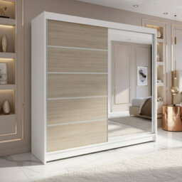 Talin 3 Sliding Wardrobe One Door Mirrored Body White Front Sonoma With Rgb Led Lights - thumbnail 3