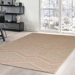 Aspect Furniture Flatweave Geometric Rug-Bukhara Chevron Rug, Grey/terracotta,120X170Cm - thumbnail 1