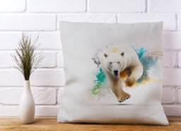 Warren Reed Designer Charging Polar Bear Cushions 45Cm X 45Cm - thumbnail 2