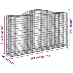 Berkfield Durable Arched Gabion Baskets 7 Pcs 300X50X160/180 Cm Galvanised Iron - thumbnail 6