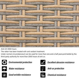 Fenchilin Garden Corner Sofa Set Rattan Sofa With Coffee Table 2 Stools Outdoor Furniture Khaki - thumbnail 4