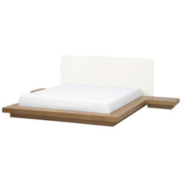 Beliani Waterbed Faux Leather Zen 180 X 200 Cm (Eu Super King) Natural Ash Wood - thumbnail 1