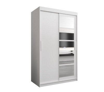 Arte Modern White Roma I Sliding Door Wardrobe W1200mm H2000mm D620mm Mirrored Vertical Handles Sleek Storage Solution - image 1