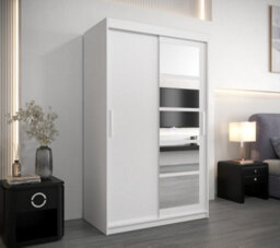 Arte Modern White Roma I Sliding Door Wardrobe W1200mm H2000mm D620mm Mirrored Vertical Handles Sleek Storage Solution - thumbnail 2