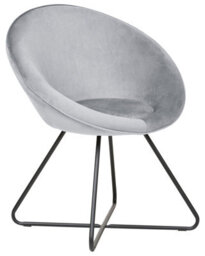 Wyld And Coco Velvetaura Accent Chair - Grey Velvet Round Seat, Retro-Minimalist Design, W69 X D58 X H80Cm - thumbnail 3