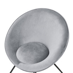 Wyld And Coco Velvetaura Accent Chair - Grey Velvet Round Seat, Retro-Minimalist Design, W69 X D58 X H80Cm - thumbnail 6