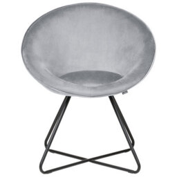 Wyld And Coco Velvetaura Accent Chair - Grey Velvet Round Seat, Retro-Minimalist Design, W69 X D58 X H80Cm - thumbnail 1