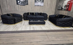 Stratus Interiors Ambassador Sofa Chesterfield Toronto Metal Trim Fabric - No Frills - L Shape Corner - Gold Trim - thumbnail 8