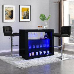 Furniture in Fashion Fiesta Black High Gloss Bar Table With 2 Candid Black Stools - thumbnail 1