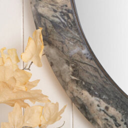 Pacific Lifestyle Round Wall Mirror Grey Jade Marble Effect Veneer 80Cm Contemporary - thumbnail 4
