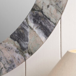 Pacific Lifestyle Round Wall Mirror Grey Jade Marble Effect Veneer 80Cm Contemporary - thumbnail 6