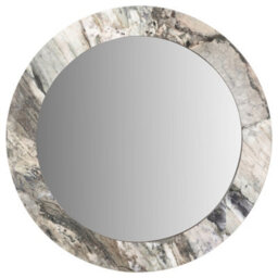 Pacific Lifestyle Round Wall Mirror Grey Jade Marble Effect Veneer 80Cm Contemporary - thumbnail 2