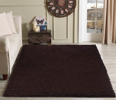 Desire Rugs Plain Living Room Shaggy Area Rugs Brown 200X290 Cm - image 1