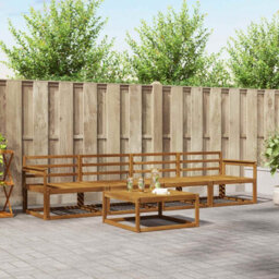 Walplus Outdoor Sofa Set 5 Pcs Natural Solid Acacia Wood