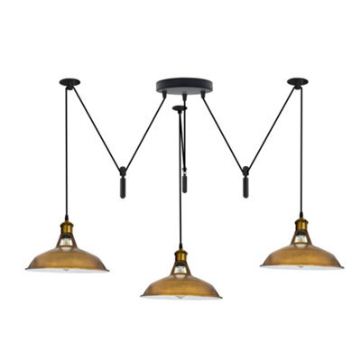 Retro Yellow Brass 2M Industrial Spider Pendant Light 3 Head E27 Edison Lamp 110-240V Chandelier 60W For Cafe & Living Room - image 1