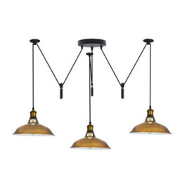 Retro Yellow Brass 2M Industrial Spider Pendant Light 3 Head E27 Edison Lamp 110-240V Chandelier 60W For Cafe & Living Room
