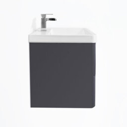 Nes Home Merton 600mm Bathroom Wall Hung Basin Vanity Unit Dark Grey 2 Drawers Soft Close - thumbnail 6