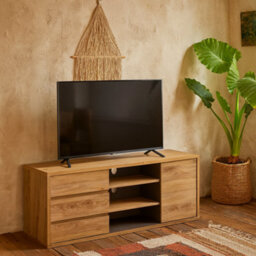 Wyld Haus Athens Natural Oak Effect Tv Unit 1 Door 3 Drawer Compact