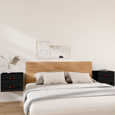 Berkfield Wall-Mounted Bedside Cabinets 2 Pcs Black 50X36X40 Cm - image 1