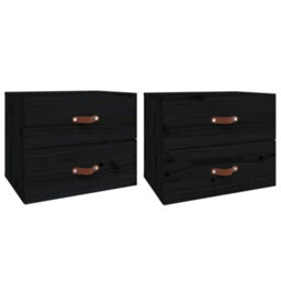 Berkfield Wall-Mounted Bedside Cabinets 2 Pcs Black 50X36X40 Cm - thumbnail 2