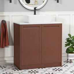 Royal Bathrooms Royal Bathroom Elmore 800mm Terracotta Clay Freestanding Countertop Bathroom Vanity Unit 2 Door With Cube Basin
