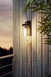 Stylish Ip44 Outdoor Wall Light With Black Finish And Clear Glass Shade - thumbnail 3
