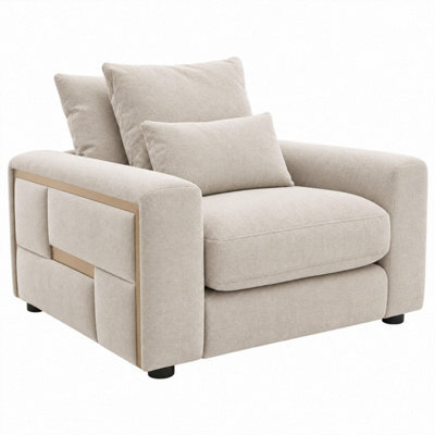Furnishings For Less UK Juno Beige Chenille Armchair With Removable Seat & Back Cushions - image 1