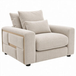 Furnishings For Less UK Juno Beige Chenille Armchair With Removable Seat & Back Cushions - thumbnail 1
