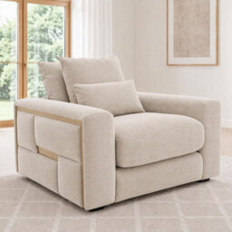 Furnishings For Less UK Juno Beige Chenille Armchair With Removable Seat & Back Cushions - thumbnail 2