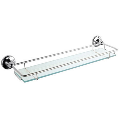 Homestylestore Wall Mounted Glass Bathroom Shelf And Chrome Frame - image 1