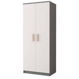 Arte Smyk Ii 06 White Front Grey Carcass Hinged Wardrobe 800mm H1930mm D500mm With Elegant Oak Sonoma Handles - thumbnail 1