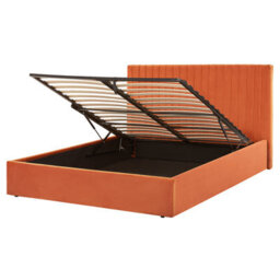 Beliani Ottoman Bed Velvet Vion 160 X 200 Cm (Eu King Size) Orange - thumbnail 1