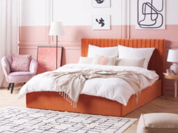 Beliani Ottoman Bed Velvet Vion 160 X 200 Cm (Eu King Size) Orange - thumbnail 2