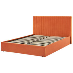 Beliani Ottoman Bed Velvet Vion 160 X 200 Cm (Eu King Size) Orange - thumbnail 9