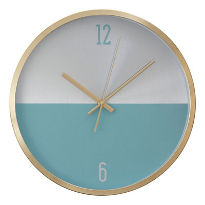 Orsina Elko Silver Gold And Blue Finish Wall Clock - image 1