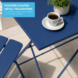 Harbour Housewares 5 Piece Sussex Folding Patio Bistro Set - Navy - Outdoor Garden Table & Chairs For Balcony & Terrace - thumbnail 3