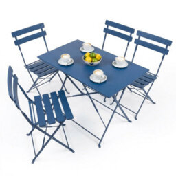 Harbour Housewares 5 Piece Sussex Folding Patio Bistro Set - Navy - Outdoor Garden Table & Chairs For Balcony & Terrace - thumbnail 1