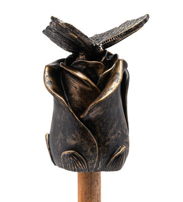 Jardinopia Butterfly On Rose Cane Or Stake Topper - L5 X W4 X H8 Cm - image 1