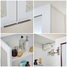Homestylestore 900 X 650mm White Wall Mounted Mirrored Door Bathroom Cabinet And Aged Gold Finger Pull Handles - thumbnail 3