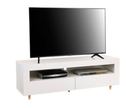 "MMT Funiture Designs White Tv Stand Cabinet 140Cm On Legs For 55"" - 65"" Tv's, Tv Unit With Lights" - thumbnail 9