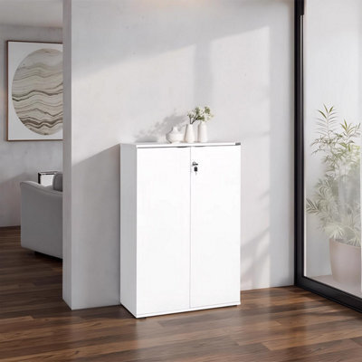 Fwstyle 2 Door Lockable Office Storage Cabinet White - image 1