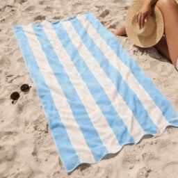 Allure Bath Fashions Large Scalloped Striped Beach Towel - Ice Blue - thumbnail 5