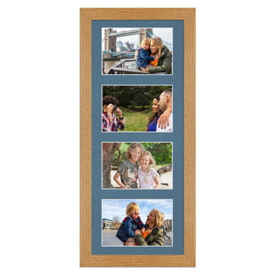 AK Frames 50X20Cm Oak Modern Multi Photo Frame With Pompadour Mount - Holds 4 Apertures (4X) 6X4 Photos - image 1