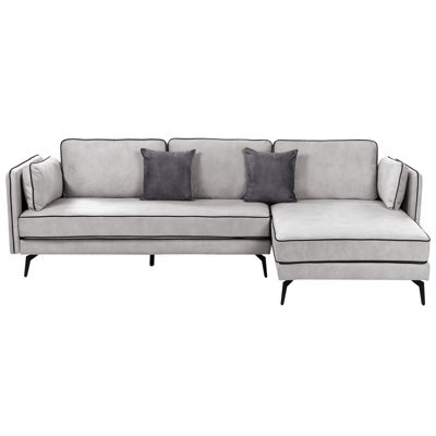 Beliani Corner Sofa 3 Seater Altan Velvet Light Grey Left Hand - image 1