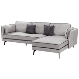 Beliani Corner Sofa 3 Seater Altan Velvet Light Grey Left Hand - thumbnail 6