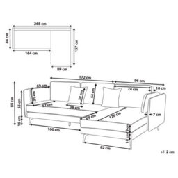 Beliani Corner Sofa 3 Seater Altan Velvet Light Grey Left Hand - thumbnail 3