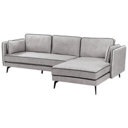 Beliani Corner Sofa 3 Seater Altan Velvet Light Grey Left Hand - thumbnail 7