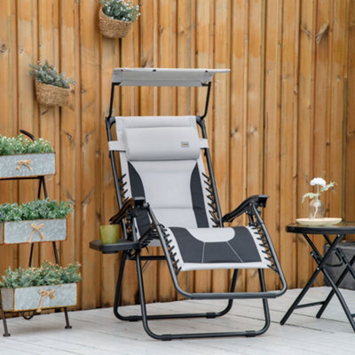 Outsunny Zero Gravity Lounger Chair, Folding Camping Reclining Chair, Grey - image 1